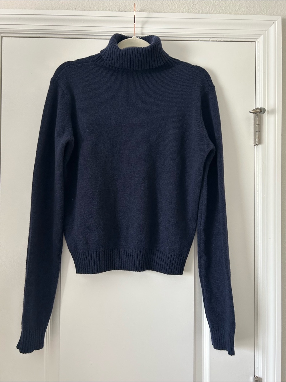 Brandy Melville Navy Turtleneck Sweater Ribbed Collar and Hem